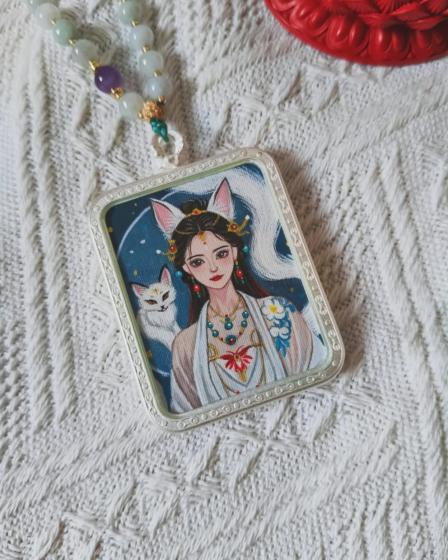 Peri Rubah Ekor Sembilan Dilukis Tangan | 青海热贡 纯手绘 九尾狐仙