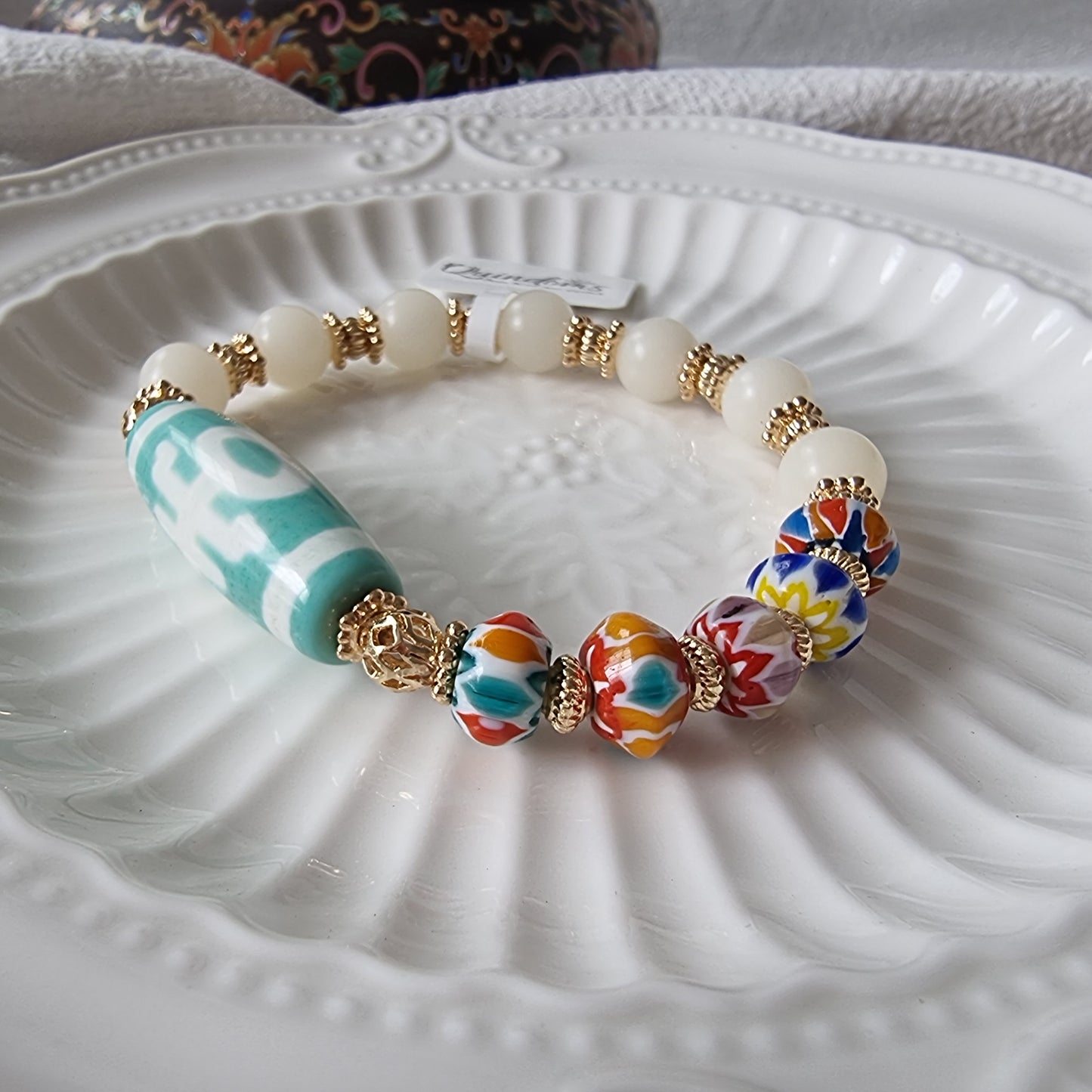 Dzi Design Bracelet - Tiffany Blue Series 青稞供 贵人 天珠