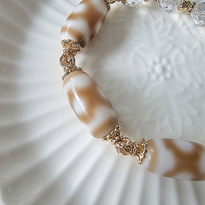 Dzi Design Bracelet - Caramel White Series 白毫 坛城三眼 天珠