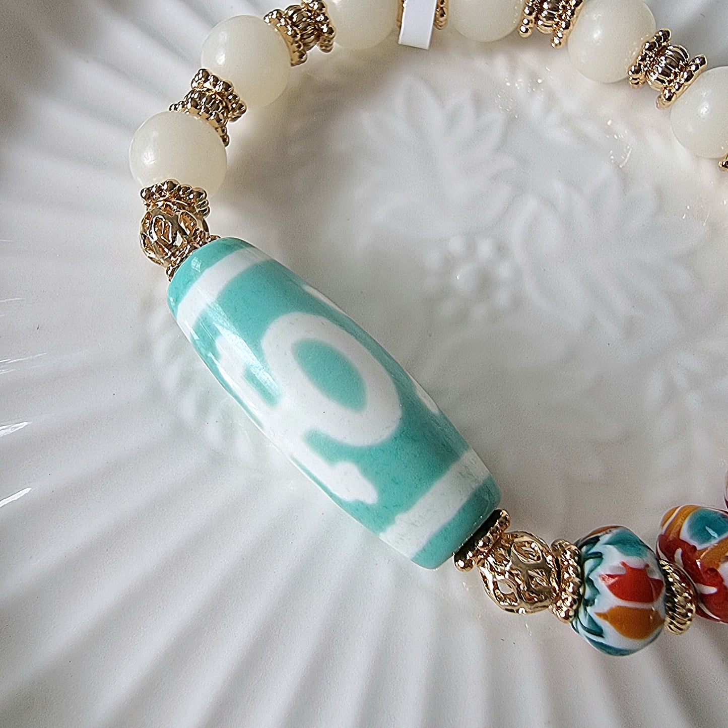 Dzi Design Bracelet - Tiffany Blue Series 青稞供 贵人 天珠