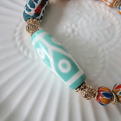 Dzi Design Bracelet - Tiffany Blue Series 青稞供 六眼富甲 天珠